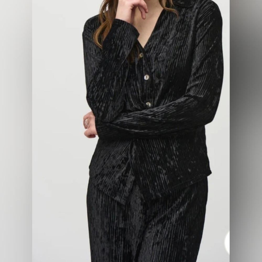 Jos Ribkoff Set Black Velvet Ribbed Set Top And Pants - Picture 3 of 10